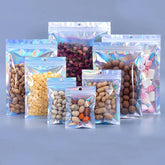 One Side Clear Front Silver Back Resealable Ziplock Food Storage Tear Notch Metallic Aluminum Foil Bag for Food Packaging