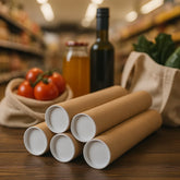 Custom Heavy-Duty Kraft Paper Shipping Tube Packaging with Plastic Ends Custom Logo Long Shipping Cardboard Tube for Parcels