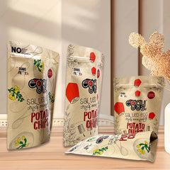 Wholesale Recyclable Kraft Stand up Pouch for Storing Nuts Heat Seal Food Grade Kraft Doypack Packaging Pouch Bag With Zipper