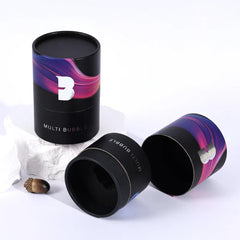 Custom Round Food Black Packaging Bottles Luxury Cardboard Tube Push up Gold Foil Paper Tube Box Packaging