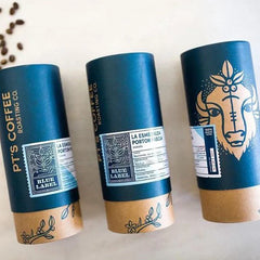Cylinder 250G Coffee Beans Powder Kraft Packaging Paper Tubes With Custom Metal Lip