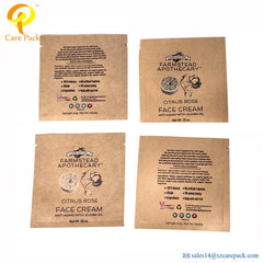 Custom Sample Small Empty Heat Small Kraft Paper 3 Side sealed Bag Aluminum Foil Sachet Bags for Coffee Tea Powder