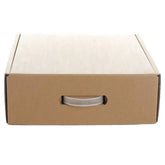 Customized Plain Brown Die Cut Paper Gift Packaging Folding Corrugated Cardboard Box with Plastic Handle