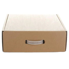 Customized Plain Brown Die Cut Paper Gift Packaging Folding Corrugated Cardboard Box with Plastic Handle