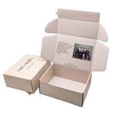 Customized Shipping Carton Beige Zipper Tear Strip Line Cosmetic Wig Boxes Custom logo Packaging Box for Packiging