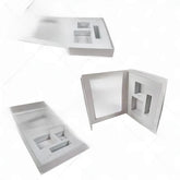 Wholesale Eco-friendly Recyclable Paper Gift Hardbox Transparent Windows Rigid Magnet Flat Cosmetic Shipping Boxes Embossed