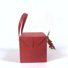 Custom Christmas Red Gift Candy Apple Fruit Packaging Paper Box with Handle For Party Favor Gift Giving