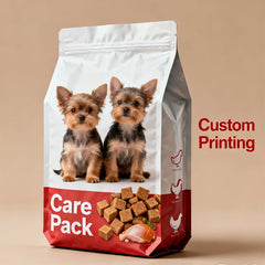 Customized 5lb 20lb 40lb Food Grade Animal Ziplock Square Plastic Flat Bottom Pet Treat Food Packaging Pouch