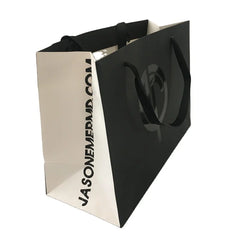 Brand Large UV Printing Gold Foil Hot Stamping Customized Logo Ribbon Handle Luxury Shopping Packaging Paper Bag for Clothes