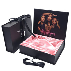 Customized logo Magnetic Hair Cardboard Packaging Boxes Braid Luxury Wig Boxes Custom logo Packaging with Satin
