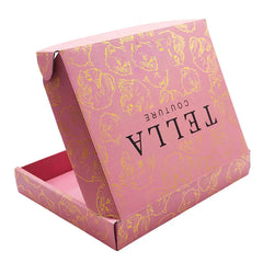 Custom Luxury Clothing Recycled Emballage Carton Gold Foil Logo Full Printing Box Postal Shipping Packaging Pink Paper Boxes