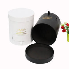 Custom Printing Black White Cardboard Tube Gift Box Luxury Round Round Flower Box Paper Tube Packaging