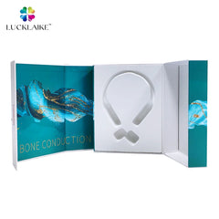 Custom Designed Cardboard Foldable Headphones Box Sponge Magnetic Lid Matt Lamination for Headset Electronics Earphone Packaging