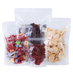 Transparent Clear Plastic Resealable ZipLock Bags Food Packing Stand up Pouches With Zipper and Tear Notch