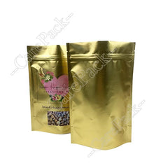 Custom Printing Stand up Pouch Chips Cookie Candy Tea Biscuit Nut Peanut Dry Fruit Zipper Packaging Bag Golden Food PE Care Pack