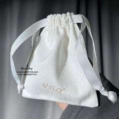 Poly Cotton Custom Color Brand Handle Packing Drawstring Packaging Pouch Bag for Clothes Gift Present