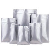 3 Sides Seal Small Flat Bag Silver Pure Aluminum Foil Reclosable Ziplock Packaging Mylar Bags for Food & Pet Food Storage