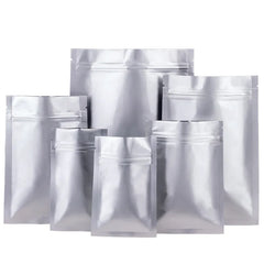 3 Sides Seal Small Flat Bag Silver Pure Aluminum Foil Reclosable Ziplock Packaging Mylar Bags for Food & Pet Food Storage