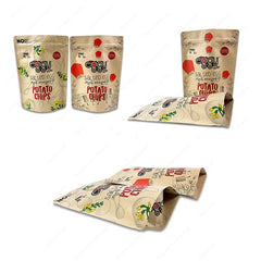 Wholesale Luxury Brown Kraft Paper Bags Heat Sealable Doypack Bolsas for Dry Food Zipper Closure with Ribbon Accessory