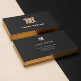 Custom Logo Luxury Black Gold Foil Edge Business Card Golden Border Name Card for Middle East Salon Spa Business