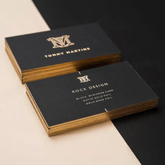 Custom Logo Luxury Black Gold Foil Edge Business Card Golden Border Name Card for Middle East Salon Spa Business