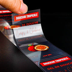 Waterproof Clear Pet Paper Label Stickers Transparent Labels Stickers for Food Container Bottles Packaging Labels Sticker Roll