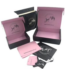 Wholesale High Quality Custom Size Corrugated Cardboard Box Black and Pink Cosmetic Set Postal Mailing Box for Cosmetic