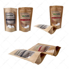 Custom Printed Kraft Stand up Pouch Luxury Brown Kraft Paper Packaging Bag Waterproof Die Cut Mylar Biodegradable Recyclable