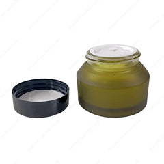 50ML Empty Frosted Matte Amber Glass Cosmetic Jars with Black Lids Wide Mouth Design for Skin Care Cream
