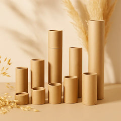 Custom Luxury Eco-Friendly Brown Craft Kraft Paper Tube Packaging with UV Printing for Cosmetics Gifts Tea Candles