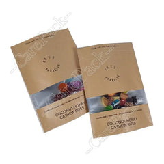 Heat Seal Snack Coffee Tea Biodegradable Recycle Eco-friendly Clear Windows Die Cut Kraft Stand up Pouch