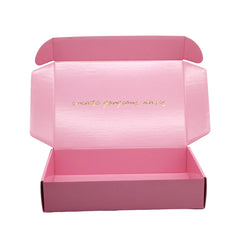 Custom Printed Gold Pink E-Flute Tab Lock Carton Embossed Cardboard Packaging for Shipping Mailing Delivery Shopping-Box Folders