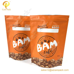 Custom Printed Cafe Food Tea Snack Bag with Air Valve Coffee Beans Packaging Bags AL Plastic Der Kaffee Pouch Packaging