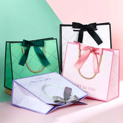 Custom Luxury LOGO Printing Trapezoidal Design Recyclable Art Paper Bag Skin Care Gift Birthday Packaging Shopping Paper Bag