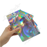 10x15 cm Rainbow Iridescent Hologram Stand-Up Ziplock Bags Smell Proof Food Storage Mylar with Mylar Zipper for Face Masks