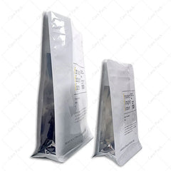 Custom Coffee Bean Snack Pet Dog Cat Food Flat Bottom Glossy Eight Side sealed Bag with Easy Tear Zipper and clear Side Gusset