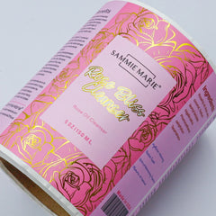 Custom Logo Waterproof Vinyl Skincare Product Label Gold Foil Cosmetic Shampoo Stickers Roll Printing Packaging Label for Bottle