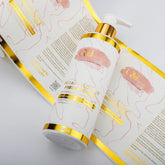 Custom Waterproof Logo Cosmetics Vinyl Gold Foil Shampoo Stickers Roll Printing Hair Product Packaging Labels for Lotion Bottle