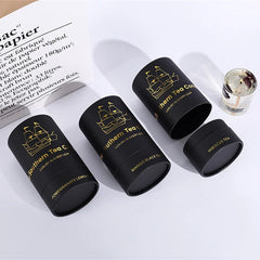 Custom Packaging Food Round Tea Cardboard Tube Black Push up Gold Foil Luxury Paper Tube Box Packaging