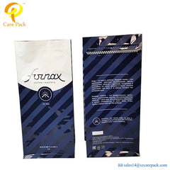 Food Grade Coffee Pouch Custom Flexible Packaging Flat Square Bottom 1kg Reusable Aluminum Foil Matt Black Coffee Bag
