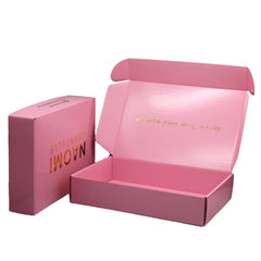 Custom Printed Gold Pink E-Flute Tab Lock Carton Embossed Cardboard Packaging for Shipping Mailing Delivery Shopping-Box Folders