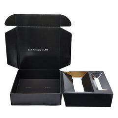 Customized Unique Anti-scratch Film Design Matte Black Shipping Packing Box Corrugated Paper Boxes With Paper Card Insert