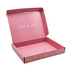 Custom Luxury Clothing Recycled Emballage Carton Gold Foil Logo Full Printing Box Postal Shipping Packaging Pink Paper Boxes