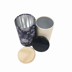 Luxury Designed 100% Sealed Silk Ribbon Composite Cansl Custom Food Airtight Metal Shrink Lid Tube with Wooden Lid