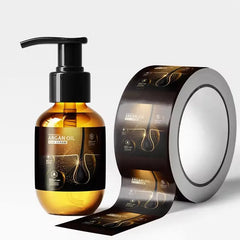 Custom Recyclable Waterproof Logo Cosmetics Vinyl Label Gold Foil Shampoo Stickers Roll Printing Packaging Labels for Bottles