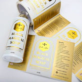 Custom Cosmetics Label Metallic Gold Foil Logo Sticker Men Skincare Shampoo Bottle Cream Jar Digital Printing Packaging Labels