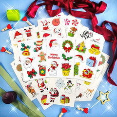 Custom Printing Christmas Holiday Vinyl Stickers Sheet Christmas Label Sticker Merry Christmas Gift Kiss Cut Sticker