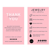 Professional Custom Printing Luxury Gold Foil White Black Paper Jewelry Care Instructions Card Thank You Card for Small Business