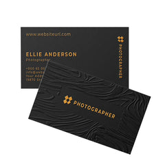 Custom Luxury Embossed Foiling Logo Black Textured Paper Cotton Business Card Gold Stamping Business Thank You Card
