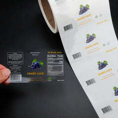 Waterproof Clear Pet Paper Label Stickers Transparent Labels Stickers for Food Container Bottles Packaging Labels Sticker Roll